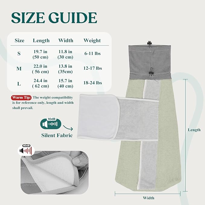 Supet Cat Grooming Wrap for Cutting Nails, Self-Adhesive Anti-Scratch Swaddle with Bite-Proof Mesh Hood & Thick Waist Strap Anti-Escape Bag for Nail Trimming, Medication, Ear Cleaning (Green L)