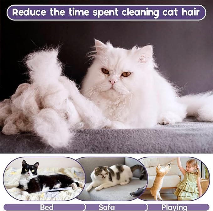 QBLEEV Sticky Hair Cat Clothes, Soft Cat Pajamas for Cats Only, Prevent Lost Fur Kitten Sweater Onesie, Stretchy Recovery Suit for Female Male Cats After Surgery Daily Wear, Purple, XS