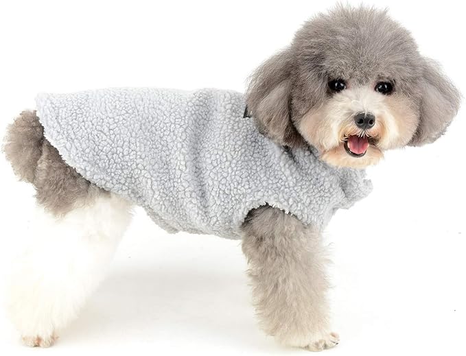 Zunea Small Dog Jacket Coat Fleece Puppy Girls Boys Winter Clothes Soft Warm Vest Pet Cold Weather Sweater Chihuahua Doggie Cats Jumper Apparel Gray XXL