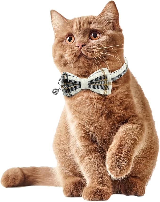 2 Pack Cat Collars Set, Cat Collar Breakaway with Cute Bow Tie and Bell, Adjustable from 7.5-10.8 Inch, Soft and Comfortable for Kitten and Some Puppies