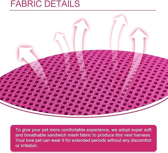 Vest Harness Leash Set for Small Dog Large Cat Outdoor Walking, Upgraded Escape Proof Adjustable Jacket with Lead for Puppy Fat Cat, Soft Breathable Mesh Coat with Reflective Strip, XL Pink