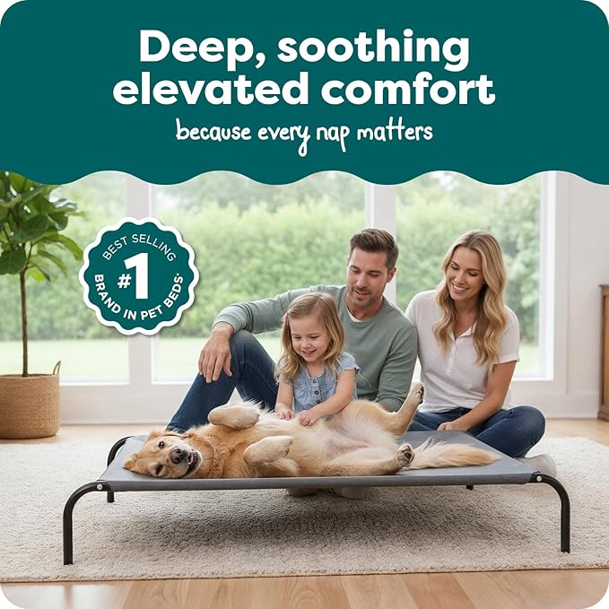 FurHaven Elevated Dog Bed, Cooling Raised Pet Cot with Breathable Mesh, Durable Steel Frame, Indoor/Outdoor Use, Easy Assembly, Jumbo XL, Nylon Mesh with Steel Frame, Graphite Gray