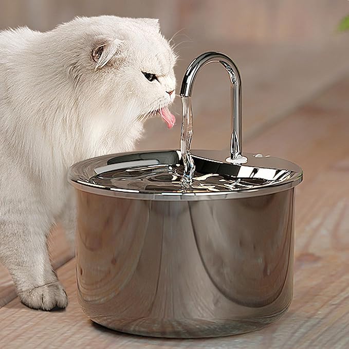 TOPINCN Cat Water Fountain Stainless Steel, 3.2L Pet Water Fountain with Quiet Circulating Filtration System, Automatic Drinking Dispenser for Dogs Cats Feeding Watering Supplies