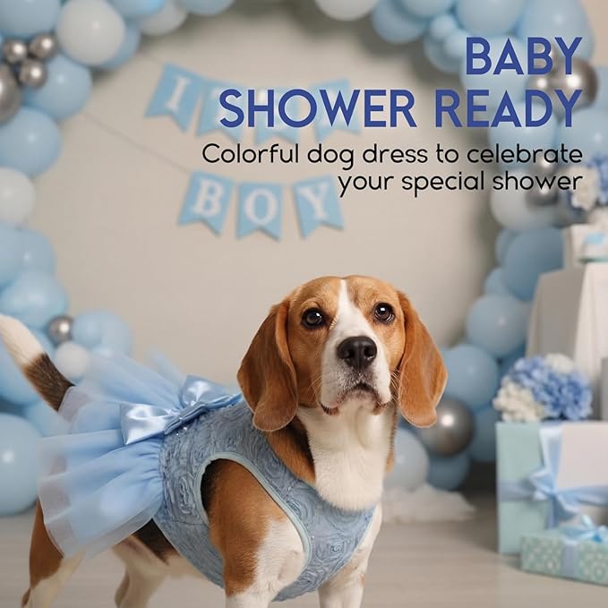 ASENKU Dog Dress Pet Wedding Dress Princess Lace Puppy Birthday Party Outfit Formal Apparel Girl for Small Medium Dogs Cats (XX-Small, Blue)