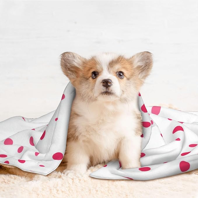 Cat Dog Blanket Pink Flat Dots Ultra Soft Warming Mat for Indoor Pet Beds Furniture 27.6 X 19.7inch