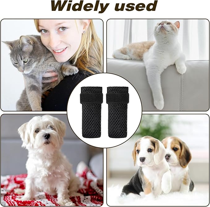 4 Packs Anti Scratch Cat Boots, Adjustable Cat Claw Protectors Covers, Black Breathable Mesh Cats Mittens Foot Covers for Indoor Cats Pet Bathing Cutting Nails