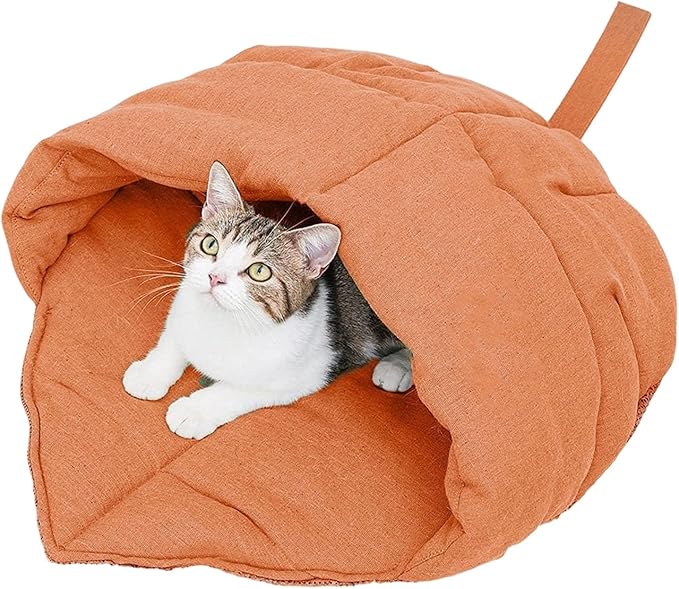 Indoor Cats Cave Bed with Leaves Shape Design Fabric Rest Sleep Bag for Kittens and Winter Autumn Essential Home Decors Cave
