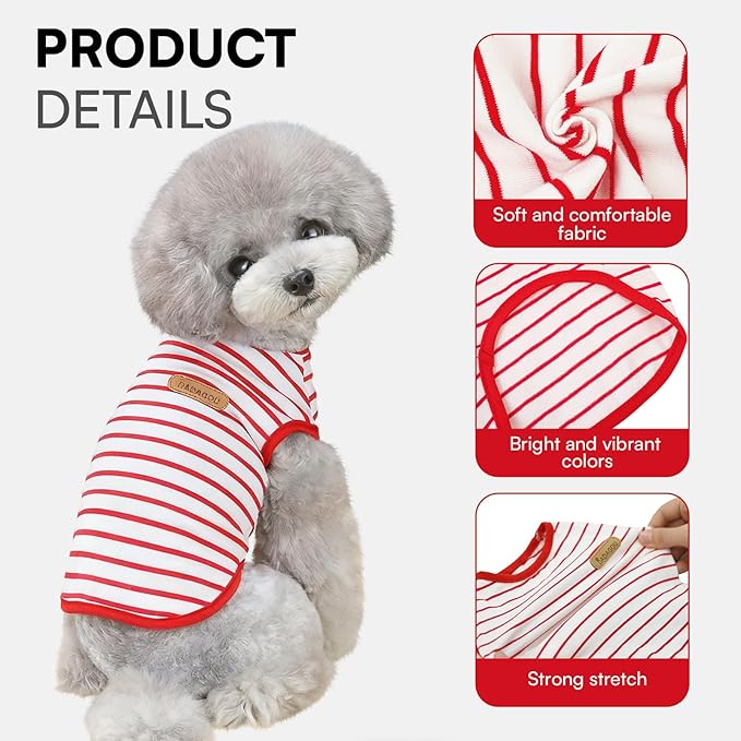 Dog T-Shirts for Extra Large Dogs 2 Pack, XL Dog Sleeveless Striped Vests Dog Pullover T-Shirts Lightweight Puppy Kitten Tank Top Cat Tee for Schnauzer, RedBlack-XL