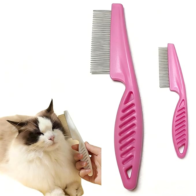 2Pack Cat comb,dog comb, Pet Comb Grooming Tool for Cats,Dogs and Rabbits Pink