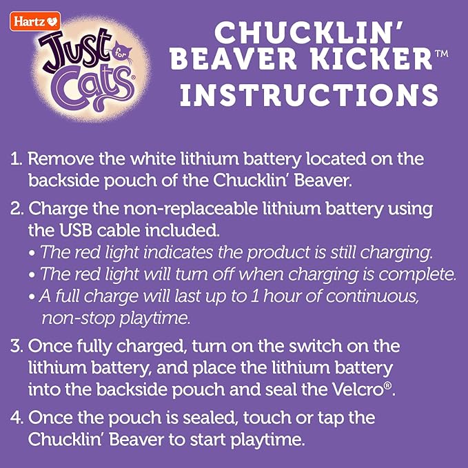 Hartz NEW Just for Cats The Chucklin' Beaver Kicker, Motion Activated Kicker Cat Toy with Silver Vine & Catnip