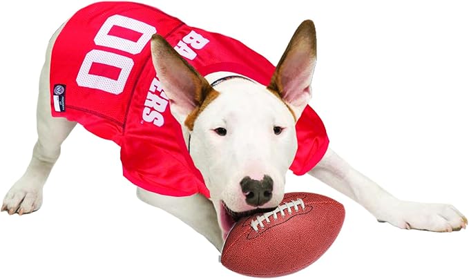 Pets First NCAA College Wisconsin Badgers Mesh Jersey for DOGS & CATS, Large. Licensed Dog Jersey with your Favorite Football/Basketball College Team