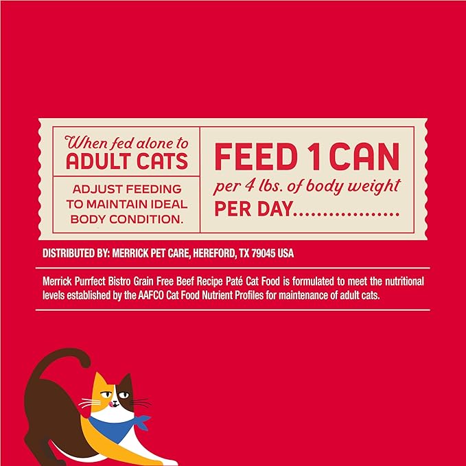 Merrick Purrfect Bistro Grain Free Premium Soft Canned Pate Adult Wet Cat Food, High Protein Beef Recipe - (Pack of 24) 3 oz. Cans