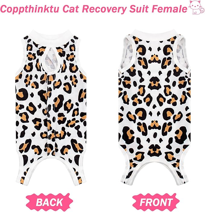 Coppthinktu Cat Recovery Suit Female Cats Onesie for Cats, Breathable Cat Surgery Suit for Surgical Abdominal Wounds Skin Diseases, Cute Kitten Spay Recovery Suit E-Collar Alternative Anti Licking