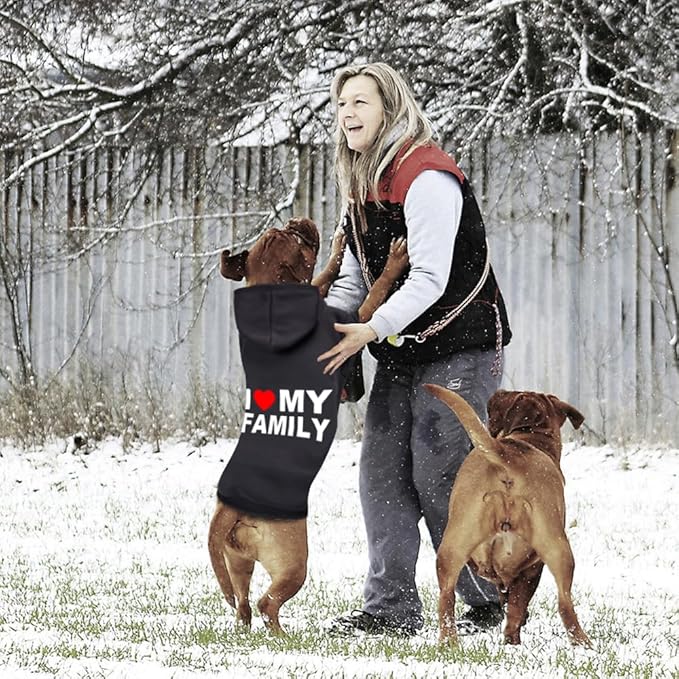 Dog Sweater Dog Hoodie Cold Weather Coat Hooded Sweatshirt for Puppies,Cats, Small Medium Large Dogs (Black(Family), Large/X-Large)