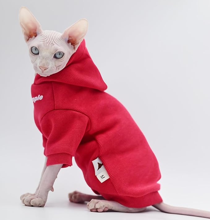 Sphynx Cat Apparel Kitty Clothes Autumn and Winter Hairless Cat Outfits Bald Cat Clothes for Devon Rex Cats, Cornish Cats (XX-Large)