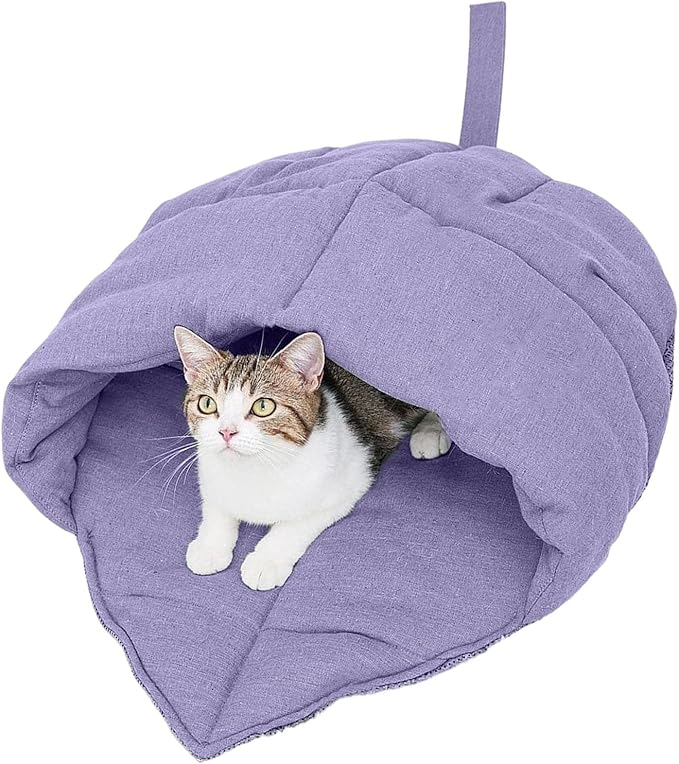 Indoor Cats Cave Bed with Leaves Shape Design Fabric Rest Bed Sleep Bag for Kittens and Winter Autumn Essential Furniture