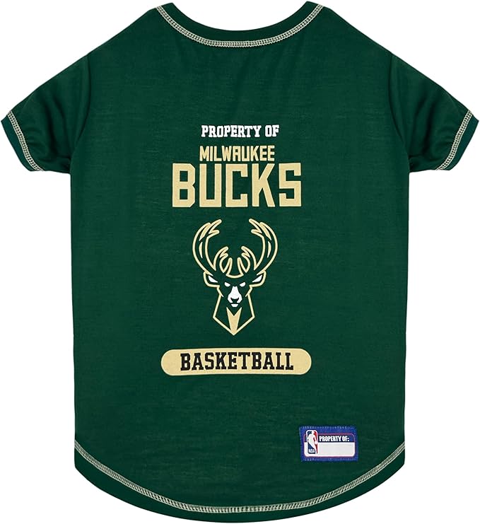 Pets First Cute Dog T-Shirt, X-Large - NBA Milwaukee Bucks Dog & Cat Shirt with Basketball Team Logo