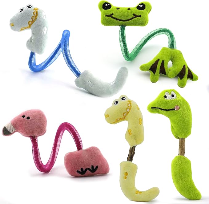 Interactive Cat Toys Set, Silvervine Chew Sticks and Catnip Spring Ropes, Indoor Cat Toys for Exercise and Dental Care, for All Cat Breeds (5 Packs)