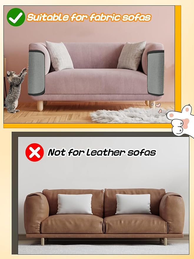 Natural Sisal Cat Scratching Pad Cat Scratch Furniture Protector Cat Scratcher Mat Sofa Bed Corner Protector Anti-Slip Cat Scratch Pads for Grinding Claws, Post Tree Ramp Cardboard (Gray-7.8 * 23.6”)