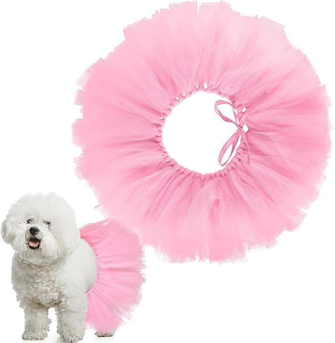 Dog Tutu Tulle Tutu for Dogs Small Large Medium Puppy Dress Ballerina Costume Skirt for Holiday Puppy Cats Bunny Pet Outfit Birthday Wedding Party Photo Prop Supplies(Pink)