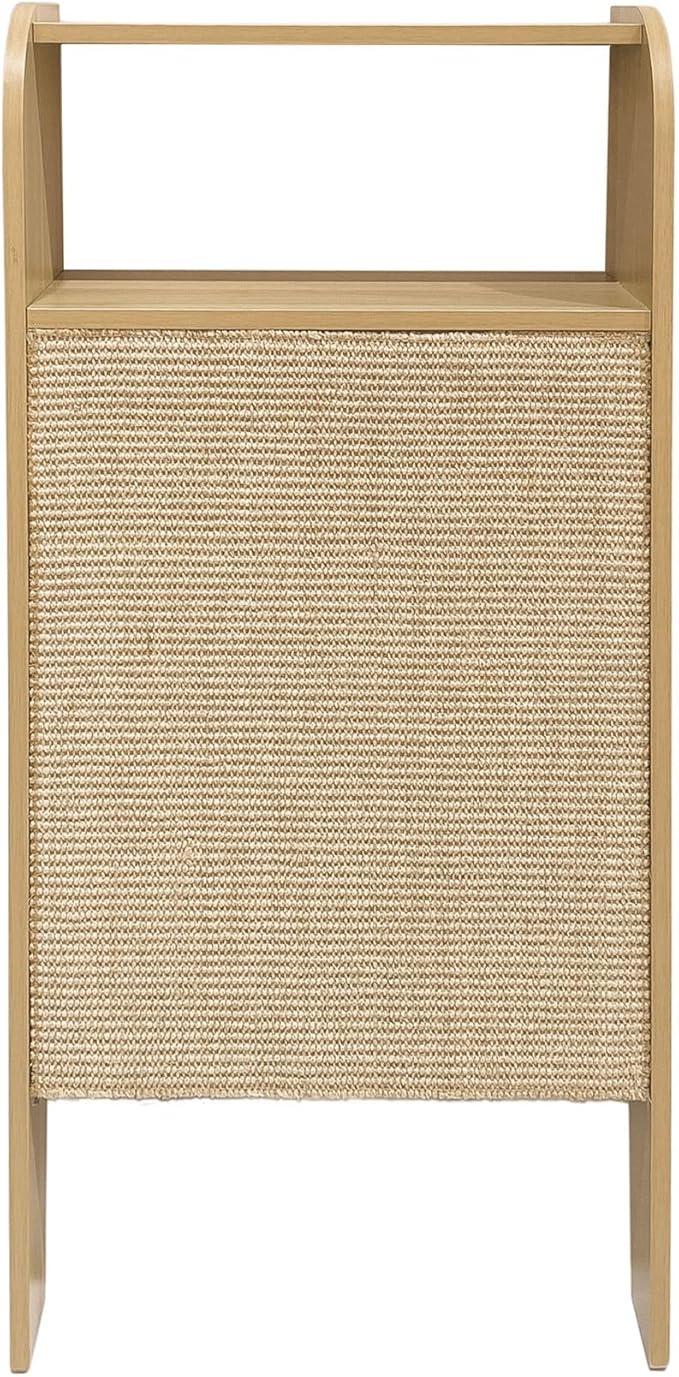 4 Cats & Dogs Wesley Cat Scratcher – Stylish & Durable Sisal Scratching Post Shelf, Vertical Scratch Board Furniture Protector, Indoor Wooden Cat Scratcher for Entryway Décor 20” x 11” x 40”- Oak