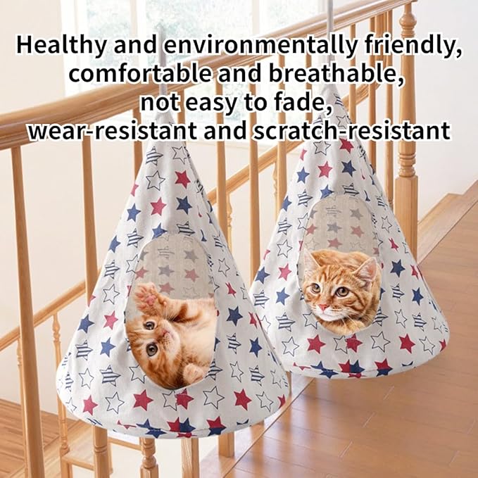 Breathable Cat Hammock Bed Comfortable Hanging Pet Hammock Bed Swing for Cats Small Dogs Rabbits (Pinkish-Orange,Small)
