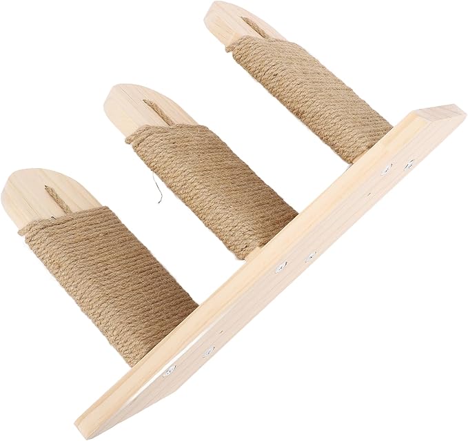 Asixxsix Cat Wall Shelves, Pine Wood Construction Space Saving Cat Shelves, Wall Mounted Furniture with Scratch Post and Bed for Home Apartment (3 Tier)