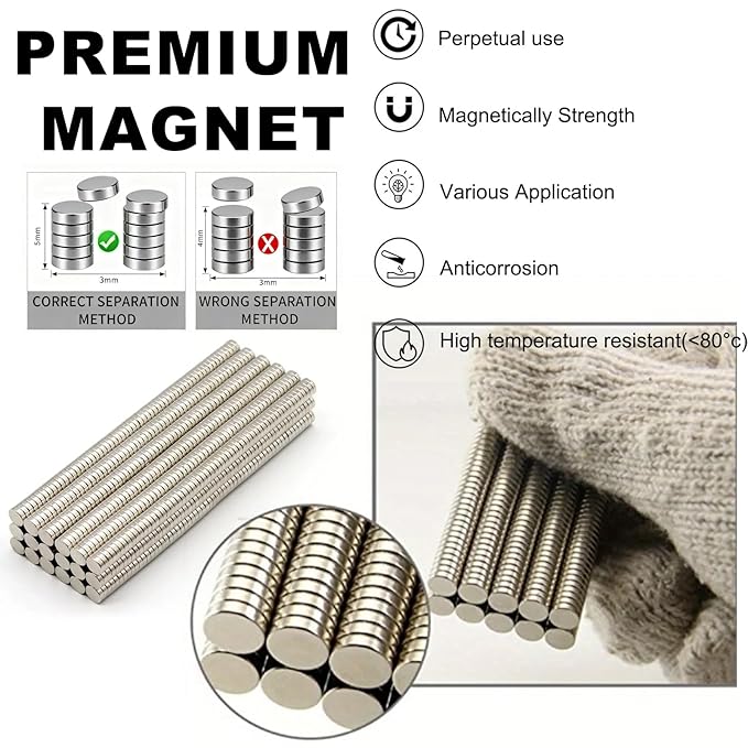 100pcs 6×2mm Mini Round Magnets for Nail Clippers, Measuring Artificial Nail Length, Multi-Use Cat Eye Nail Design Tools, Neodymium Magnet for Fridge Magnets, Crafts, Office Supplies