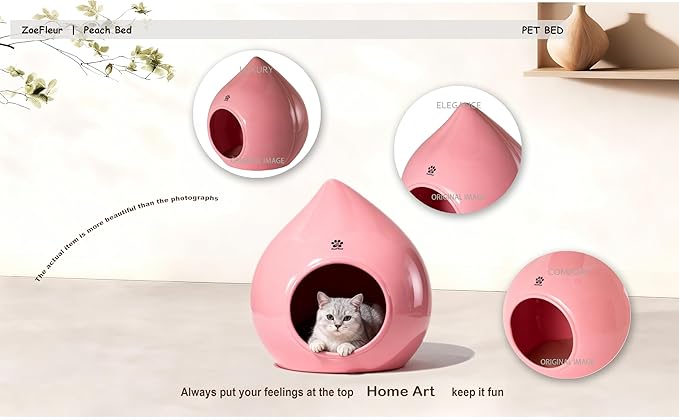 Peach-Shaped & Pet Bed - Pet-Safe Rounded Eco-Resin Design, Space-Saving Home Ornaments(A-Pink)