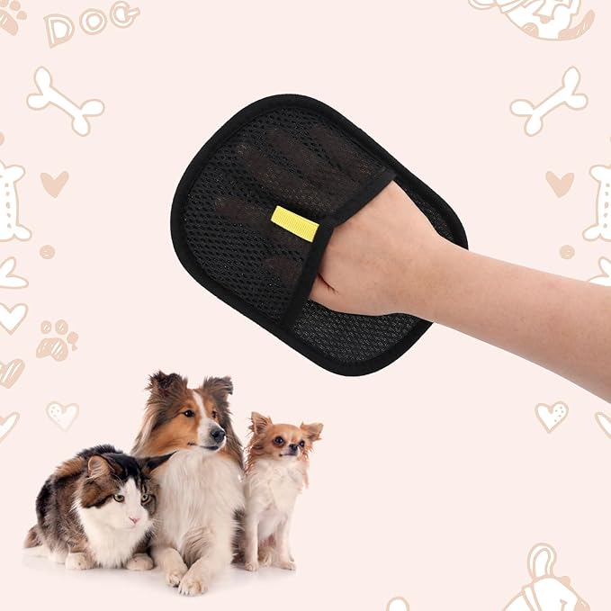 Tinoaly Pet Hair Removal Glove, Electrostatic Cat and Dog Hair Remover Tool Washable & Reusable Pet Grooming Mitt for Furniture Carpet Clothes Dog Cat Fur Cleaning
