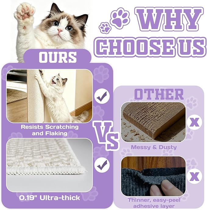 2 Pack Door & Wall Corner Cat Scratcher, Cream-White 19.68x7.8 Inch Scratch Pad for Cats, Corner Scratchers for Indoor Cats,Cat Furniture Protector