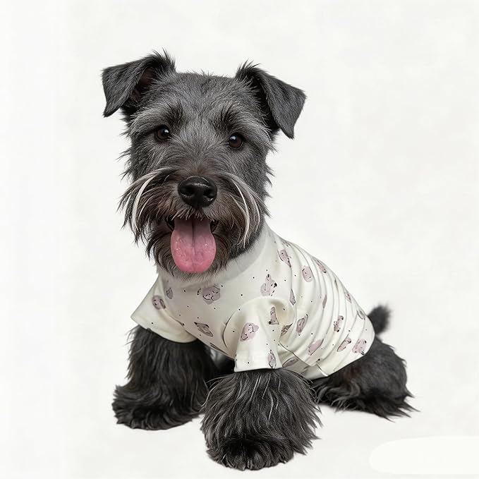 Cute Dog Shirt, Stretchy Dino Doggie T-Shirt Clothes for Small Dogs, Soft Pet Tee Outfit Cat Apparel for Daily Wear, Cozy Pullover Design Puppy Apperal (Doggie, Small Size for 3.3-5.5lb Pets)