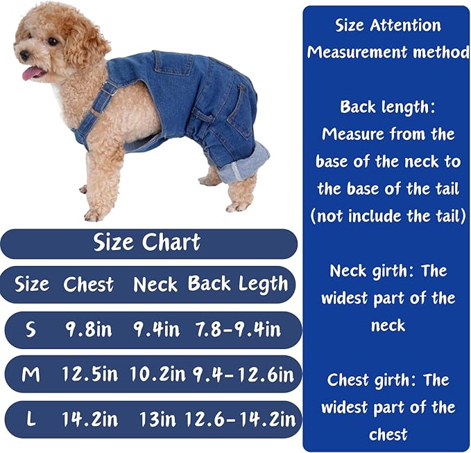 Rbenxia 1 Piece of Dog Denim Shirts Puppy Jean Jacket Sling Jumpsuit Costumes Pet Jean Overalls Dog Pants Outfits for Small Puppy Cat Pets (Blue, Small)