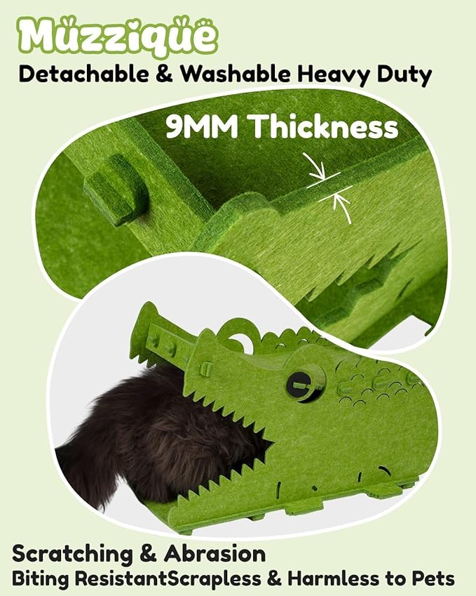 Cat Bed House Cave, for 25 LBs Indoor Cats, Large Cute Crocodile Felt Pet Perch, Scratcher Washable Kitten Playhouse, Enclosed Small Dogs Puppy Nest, Multi Layer Peekaboo Kitty Bedside Cube Furniture