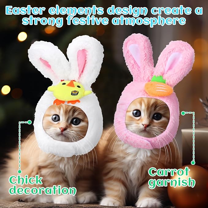 Weewooday 5 Pieces Cat Hats Costume Bunny Hat Outfit with Ears Small Dogs Kitten Puppy Party Costume Accessory Headwear(Chic Style)