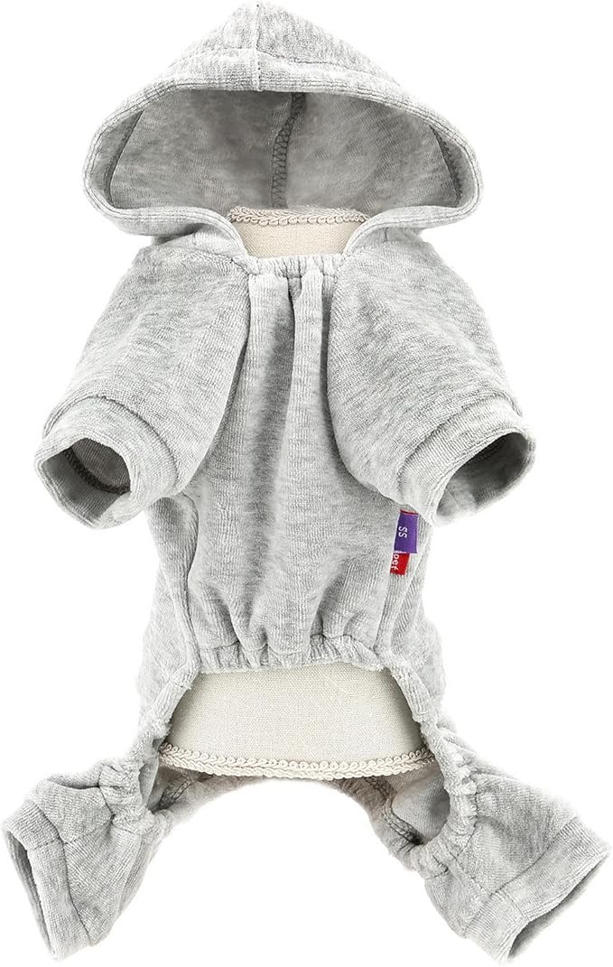 SMALLLEE_LUCKY_STORE Dog Hoodies for Small Dog Girls Rhinestone Crown Doggie Outfits Puppy Pajamas with Leash Hole Stretchy Soft Velvet Clothes 4 Legged Jumpsuit Pet Tracksuit Cat Apparel