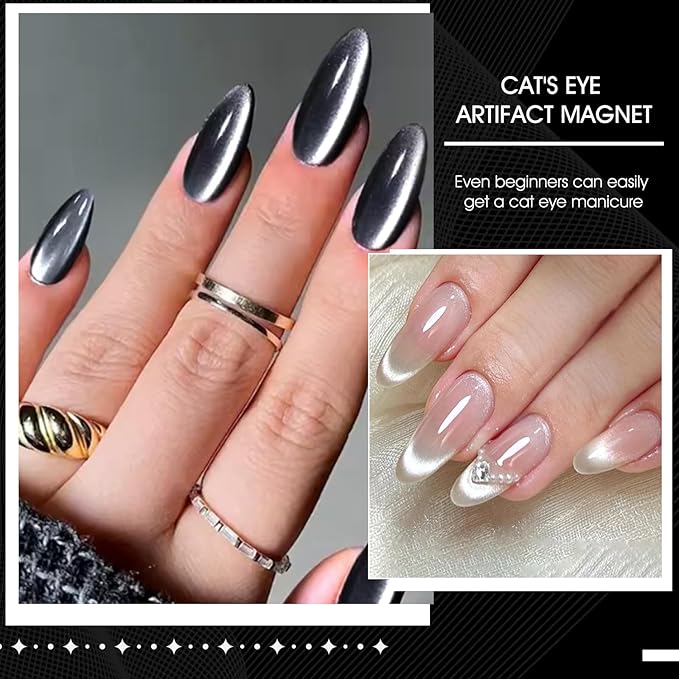 5D Nail Magnet Tool for Cat Eye Gel Polish - Strong Magnet, Non-Slip Finger Stand, Beginner Friendly Manicure Tool for DIY Home & Salon Use (HJ-NAT278-WB)