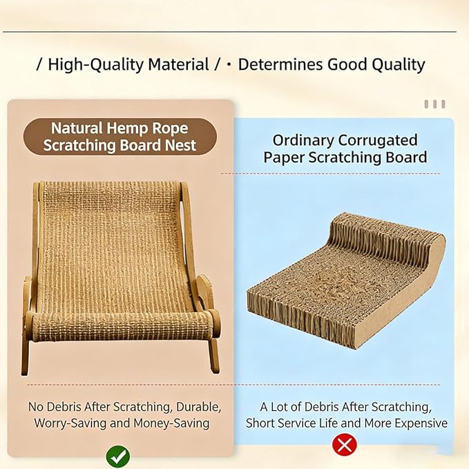 Cat Recliner Scraper Board,Cat Scratch Pad Bed Lounge for Indoor Cats,Modern Cats Furniture for Scratching and Resting,Sisal Cat Chair Fits Cats Up to 20 in Body Length (1Piece)