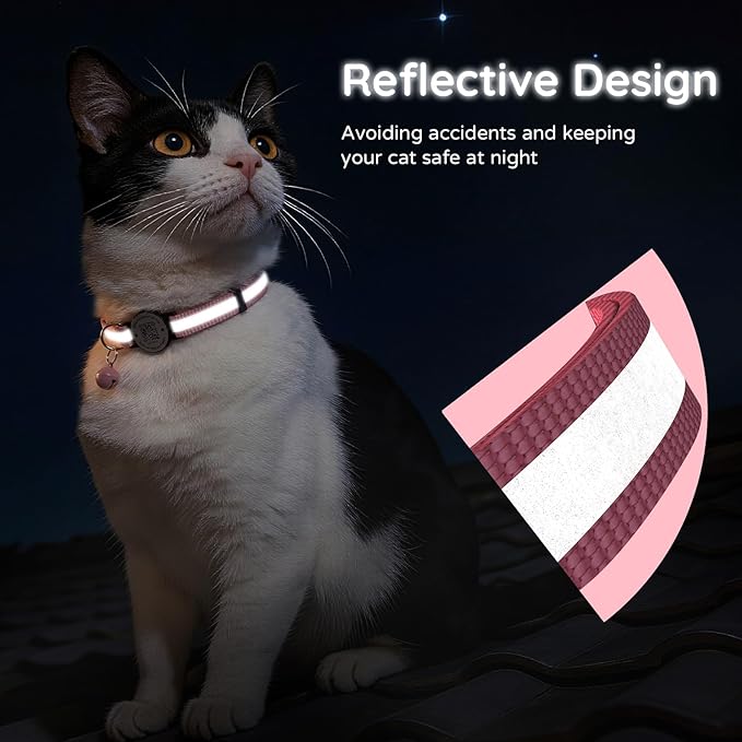 3 Pack Breakaway Cat Collar with Safety Bell & Reflective Strips | QR Code ID Tag & Name Plate | Adjustable for Kittens Black&Blue&Pink