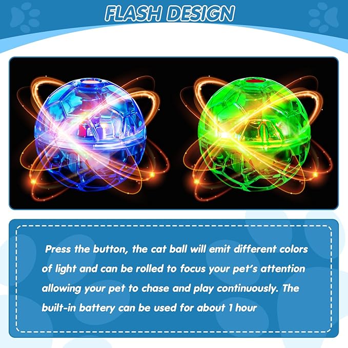 Sratte 6 Pcs Ghost Hunting Cat Ball Activated Cat Toy Motion LED Light Pet Balls Motion Dog Interactive Pet Toys Glowing Mini Running Exercise Supplies for Animals Activity
