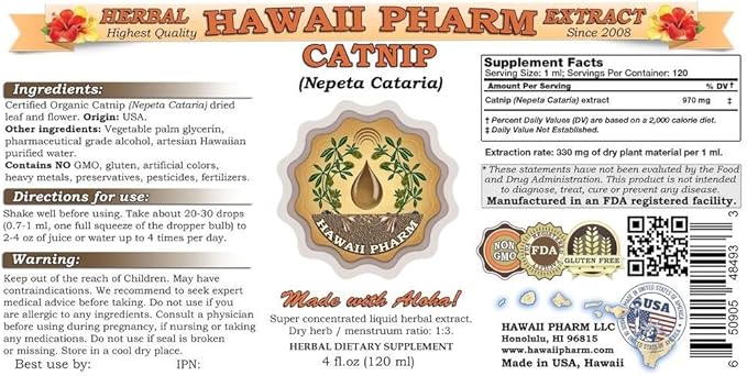 Catnip Liquid Extract, Catnip (Nepeta Cataria) Tincture Supplement 32 oz Unfiltered