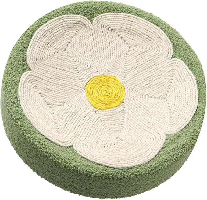 Cat Scratcher Bowl Sisal Scratching Board Lounge Bed Furniture Protector Sofa Couch 15.35inch Green Flower