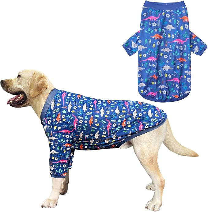 Dog Navy T Shirts with Forest Dinosaur Pattern Printed Pet Shirt Softable Pajamas Large Dogs (2XL, Forest Dinosaur)