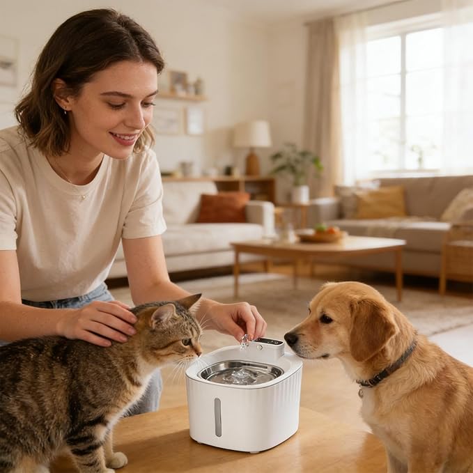Smart Pet Water Fountain – Sensor Activated Wireless Drinking Dispenser with LED Light | Large Capacity Auto Circulation System, Quiet Hydration for Cats Dogs Indoor Use
