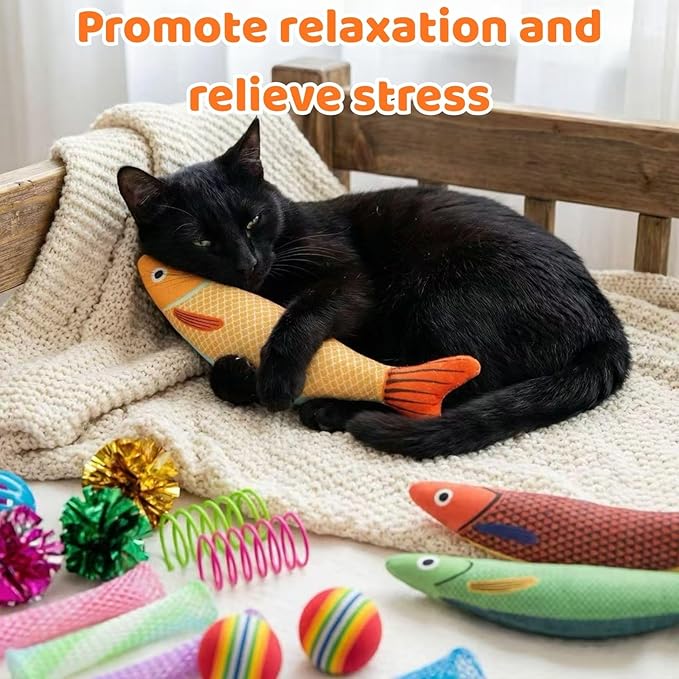 Cat Toys for Indoor Cats, Interactive Cat Toys with Catnip Toy, Kicker Toy, Crinkle Balls, Cat Ball Toy, Cat Spring Toy, Cat Chew Toy for Adult Cats & Kitten (35Pack)