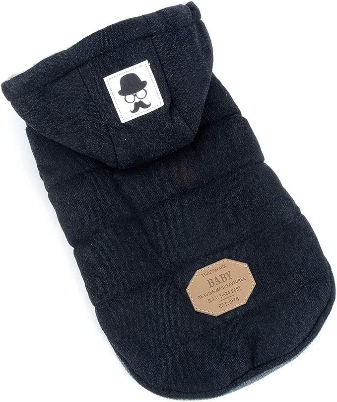 Winter Coats for Small Dog Cat Puppy Hoodies Pet Clothes Jacket Chihuahua Yorkie Walking Outdoor in Cold Weather Black S