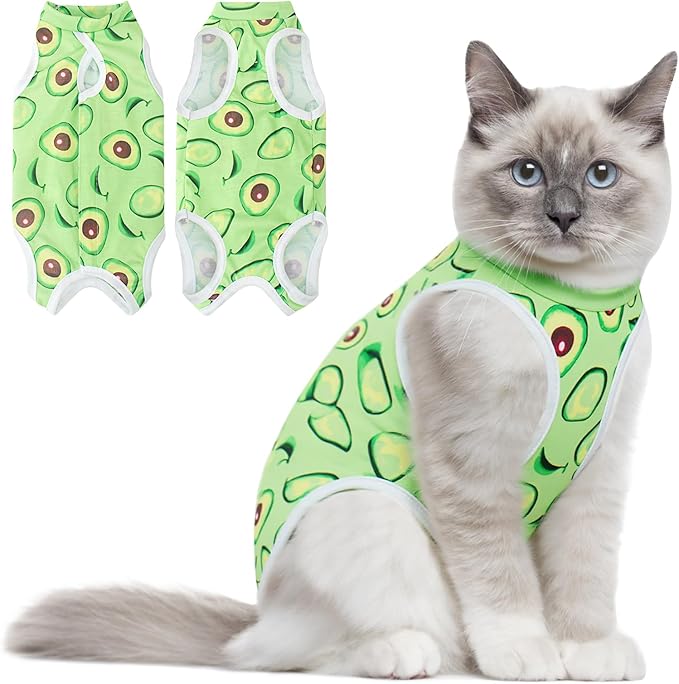 Coppthinktu Cat Recovery Suit Female Cats Onesie for Cats, Breathable Cat Surgery Suit for Surgical Abdominal Wounds Skin Diseases, Cute Kitten Spay Recovery Suit E-Collar Alternative Anti Licking