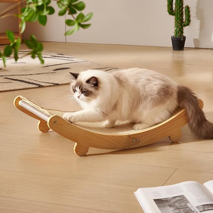 Sisal Cat Scratcher Bed for Indoor Cats Extra Large Cat Scratching Post Scratch Pad Solid Wooden Cats Furniture Lounge Chair