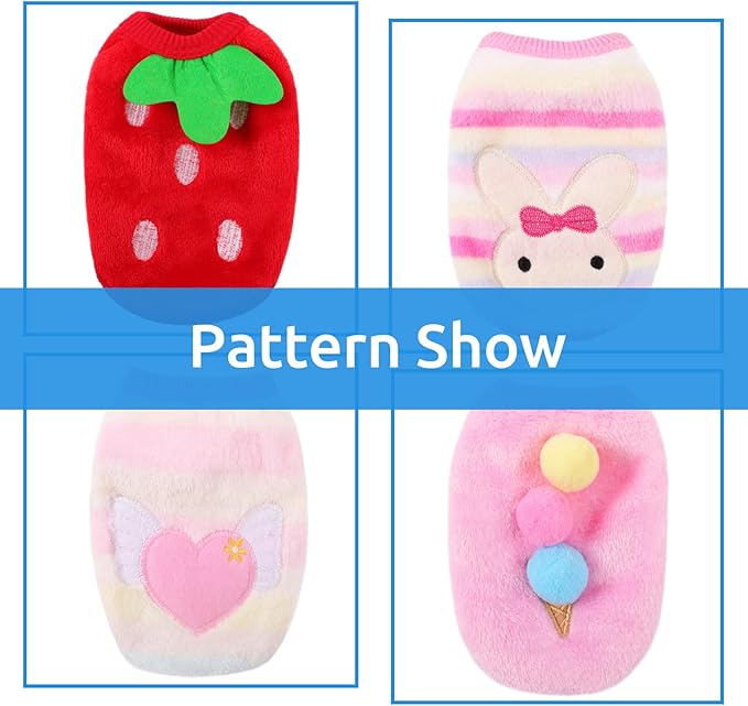 4 Pack Guinea Pig Clothes Rabbit Warm Vest Flannel Fleece Pet Costume T-Shirt for Small Animal Kitten Ferret Chihuahua Puppy