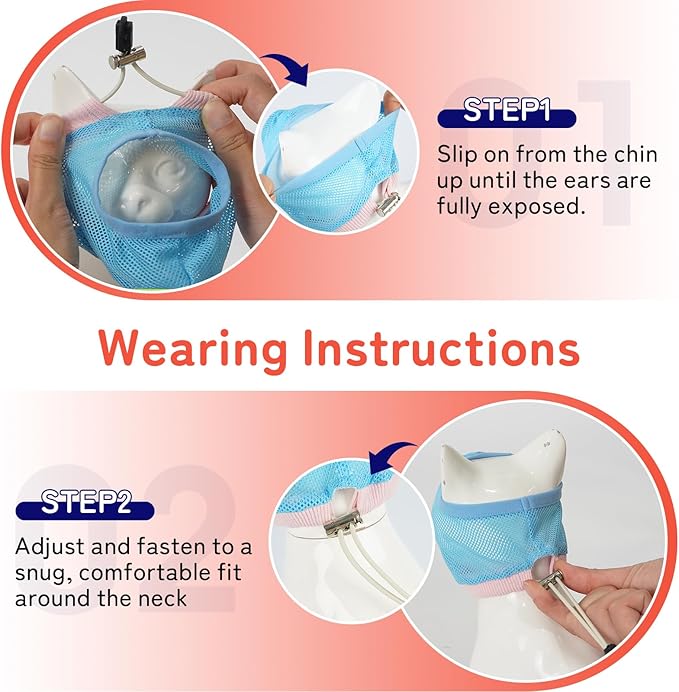 2 Pieces Soft Cat Muzzles Mask Breathable Mesh Cat Restraint for Nail Clipping Anti-Bite Anti-Meow Grooming Muzzles for Cats,Blue,M
